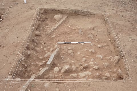 Vasanthakumar added that the archaeologists have discovered the stone slabs in three pits which were named XJ2, XJ3 and Y13.