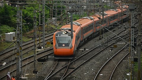 A Vande Bharat train passes over the Vijayawada railway station. Image used for representational purposes only.