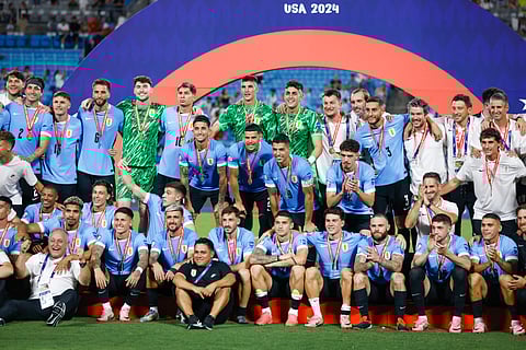 Team Uruguay after they beat Canada for the third place in Copa America.