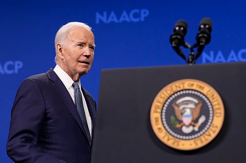 President Joe Biden takes the stage to speak at the 115th NAACP National Convention in Las Vegas on Tuesday (Photo | AP)