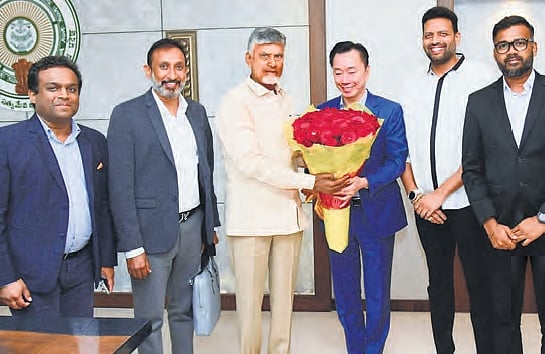 Chief Minister Nara Chandrababu Naidu with CEO of VinFast Pham Sanh Chau at the State Secretariat in Velagapudi on Wednesday