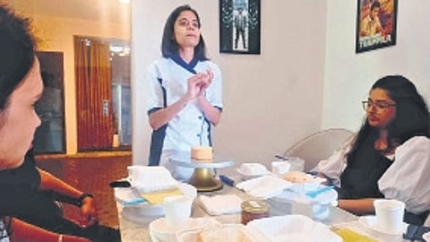 In her Sunday workshop Sip and Frost, Chef Bhavana Ballari introduces a room full of earnest attendees to the art of cake decoration through Bento cakes.
