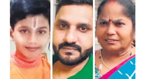 (From left) S Nishanth, S Suthankumar and S Kamaleswari