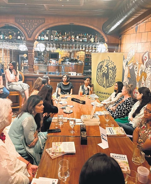 A book reading
session in progress.