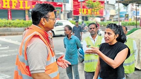 GHMC Commissioner Amrapali Kata on a surprise inspection in the city on Wednesday
