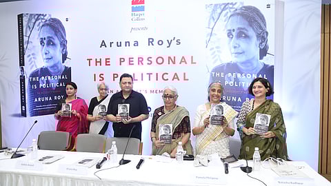 Aruna Roy and others during the book launch