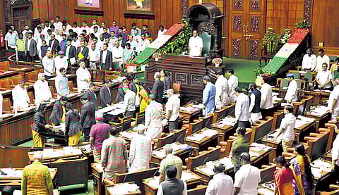 The Legislative Assembly pays tribute to former BJP MLA Veer Basawanth Reddy Mudnal who passed away on Monday, in Bengaluru on Tuesday