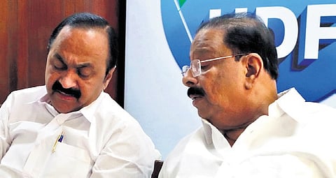 Leader of Opposition V D Satheesan with Kerala State Congress chief K Sudhakaran