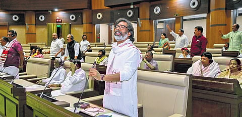 CM Hemant Soren at a special session of State Legislative Assembly in Ranchi.
