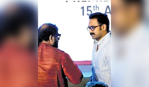 Ramesh Narayan and Asif Ali at the trailer launch function of the anthology series titled ‘Manorathangal’