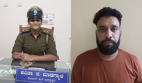 Officer Kavitha Madgyal (left) and accused Farhan sheikh (right)