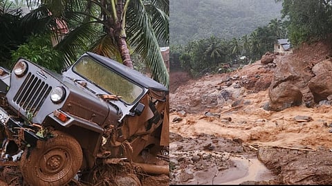 Several houses were damaged and bridges and roads washed away following a landslide reported in Vilangadu and Malayangadu areas
