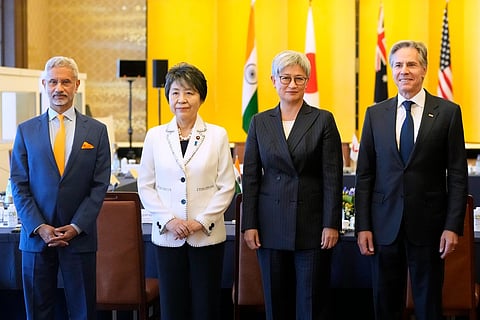 The meeting was attended by External Affairs Minister S Jaishankar, US Secretary of State Antony Blinken, Japanese Foreign Minister Yoko Kamikawa and Australia's Penny Wong.