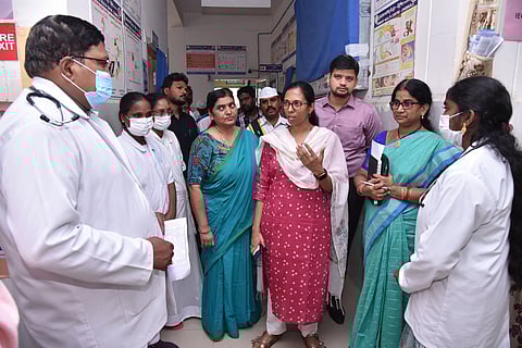 Guntur District Collector S Nagalakshmi conducted a surprise inspection of PHC in Chebrolu on Wednesday.