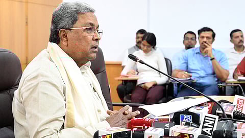 Chief Minister Siddaramaiah addressing media after DCs Meeting at Vidhana Soudha in Bengaluru on Tuesday.
