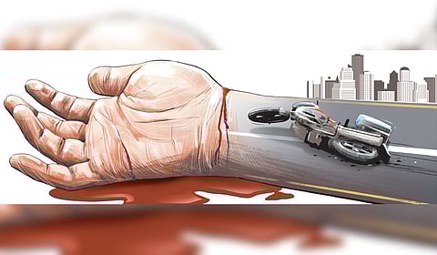 Biker falls into pit dug up for UGD in Vellore, hurt