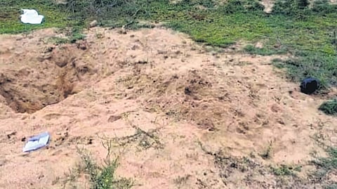 The spot were Dhanush’s body was found buried on the banks of Palar River at Walajabad