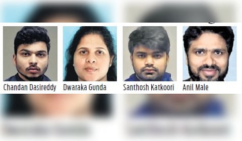 Police in Princeton of Texas in the US on Tuesday charged four persons of Telugu origin of human trafficking.