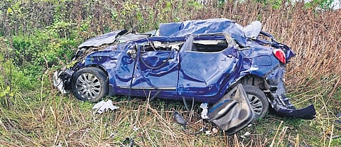 According to eye-witnesses, the car was speeding and it lost control while taking a turn near Padur bypass and flipped several times, on Thursday