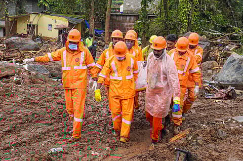 Rescue operations continue at the landslide-hit Chooralmala, in Wayanad district, Friday, Aug. 2, 2024.