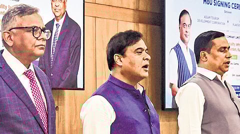 Assam CM Himanta Sarma, Chairman of Tata Sons N Chandrasekaran in Morigaon