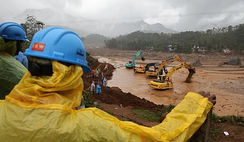 Rescue and search operations on full swing at the landslide-hit areas of Wayanad on Aug 3, 2024.