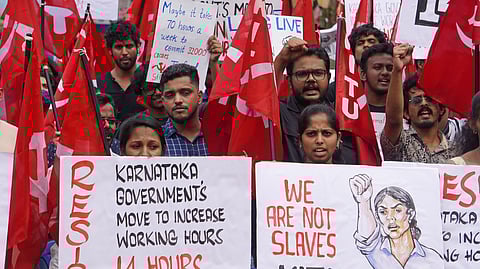 IT employees stage protest against working hours extension.