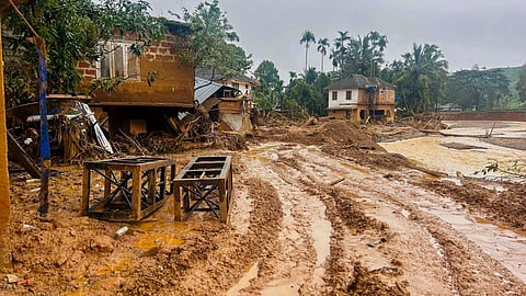 Landslide affected areas of Mepaddi in Wayanad district.