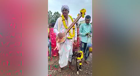Kamalesh Kumbhar with his pet Maharaj.