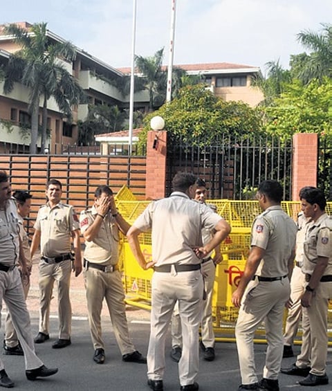 Security personnel outside Bangladesh High Commission| Parveen negi