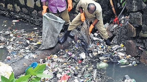 The garbage-filled Amayizhanchan canal in Thiruvananthapuram