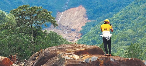 A rescue worker in Wayanad