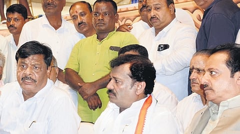 Ministers HC Mahadevappa, Venkatesh & Zameer Ahmed Khan address the media in Mysuru on Thursday