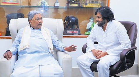 Deputy CM Pawan Kalyan met Karnataka CM Siddaramaiah on Thursday