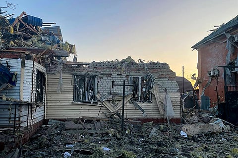Damages in the town of Sudzha on August 6, 2024, caused by shelling from Ukranian forces in Russia's Kursk Region.