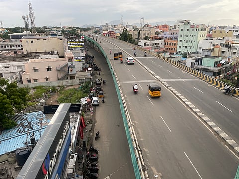 The two-level flyover at Gandhipuram in Coimbatore city was constructed at a cost of Rs 148 crore and the first-level flyover was opened for traffic on November 1, 2017.