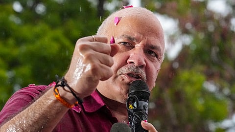 AAP leader Manish Sisodia addresses supporters after his release from Tihar jail following his bail granted by the Supreme Court in corruption and money laundering cases linked to the alleged Delhi excise policy scam, in New Delhi, Friday, Aug. 9, 2024.