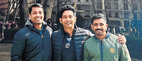 (From left) Mevin Chirayath Babu, Anup Mohan, Anenthu Vishnu