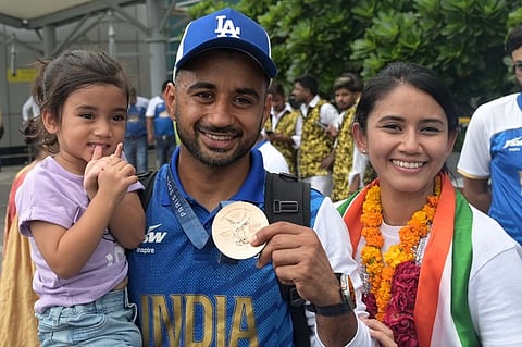 Indian Hockey player Manpreet Singh with his family