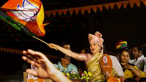 BJP MP and actress Kangana Ranaut takes part in a roadshow during the lead-up to the recently concluded Lok Sabha elections.