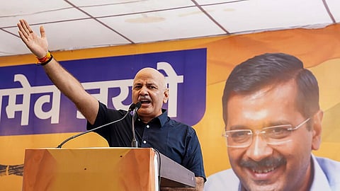 AAP leader Manish Sisodia addresses party workers a day after his release from Tihar jail on bail, at party office in New Delhi, Saturday, Aug. 10, 2024.