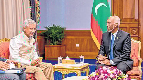 External Affairs Minister S Jaishankar calls on Maldives President Mohamed Muizzu in Male on Saturday