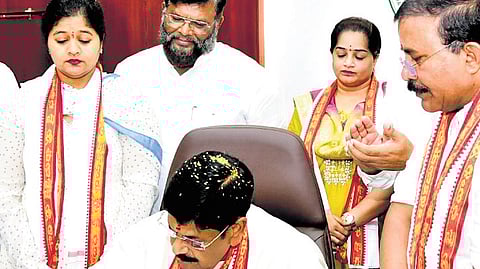 Endowments Minister Anam Ramnarayana Reddy assumed office at the Secretariat on Sunday