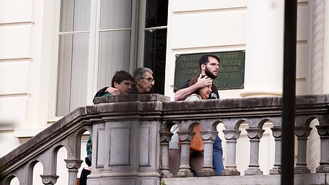 Relatives from victims of the plane crash arrives at the headquarters of the institute of legal medicine for the recognition of victims, in Sao Paulo, Brazil.