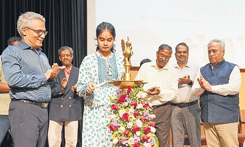 The programme commenced with a traditional lamp-lighting ceremony.