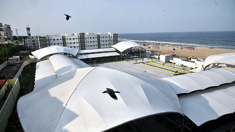 Exterior and interior shots of new fish market at Nochikupam opened by CM M K Stalin via videoconferencing from secretariat.