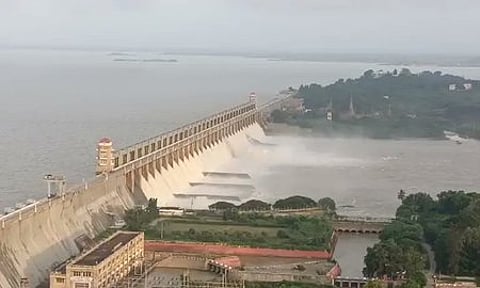 A view of Tungabhadra Dam in Hosapete town.