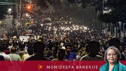 Kolkata: Protestors at the RG Kar Medical College and Hospital during a protest against the alleged rape and murder of a trainee doctor inside the hospital premises, in Kolkata, early Thursday, Aug. 15, 2024.