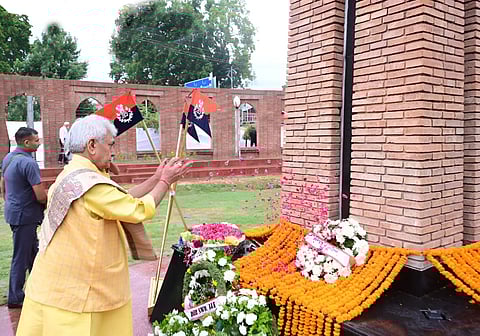 Jammu and Kashmir Lieutenant Governor Manoj Sinha Pays tributes at the Balidan Stambh