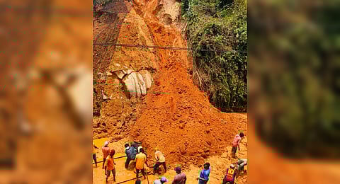 The landslip on the railway track